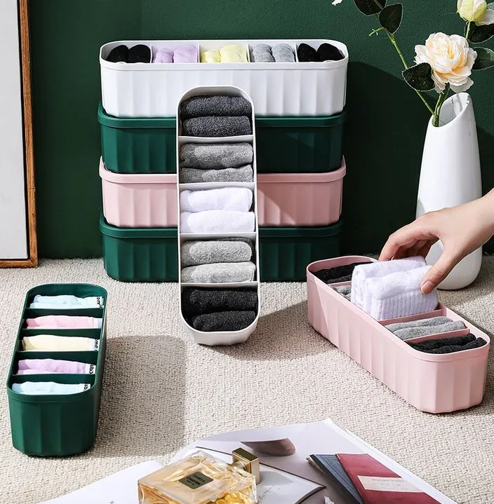 Tomor Life 5 Grid Socks Storage Box Home Drawer Wardrobe Partition