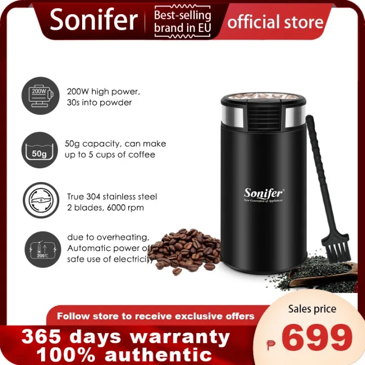 Sonifer 2 Leaf Stainless Coffee Grinder For Espresso Machine French