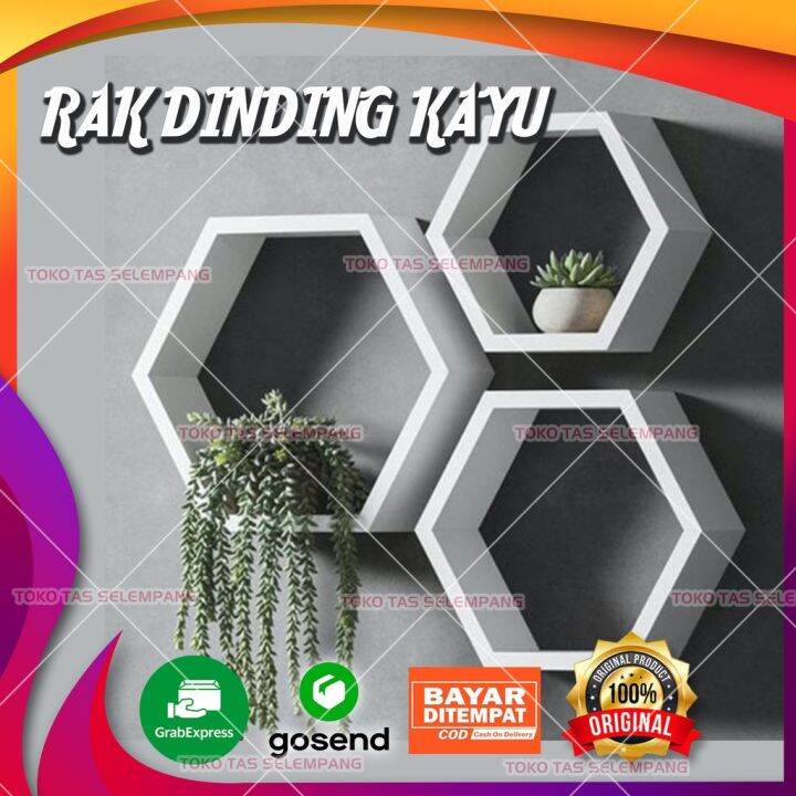 Rak Dinding Aesthetic Estetik Serbaguna Warna Putih Kayu Gantung Kotak