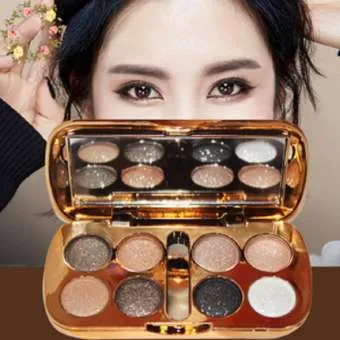 Warna Pembayang Mata Berkilau Dengan Sikat Kosmetik Make Up Wajah