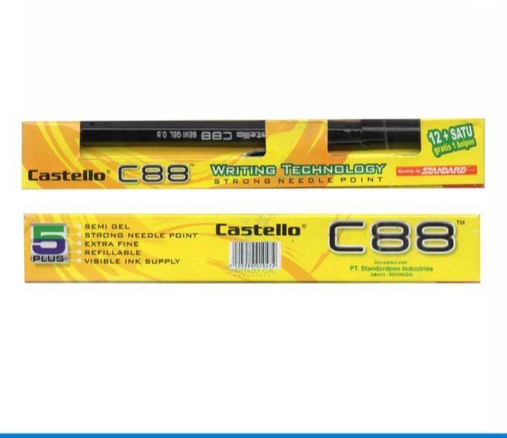 PROMO 12 Pcs 1 Pulpen Standart Castello C88 Semi Gel 0 5 Hitam Harga