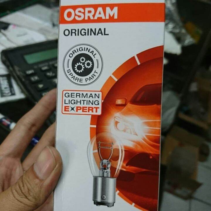 Bohlam OSRAM 12V P21 5W Lampu Bayonet Rem Mobil Motor Double 2 Kaki