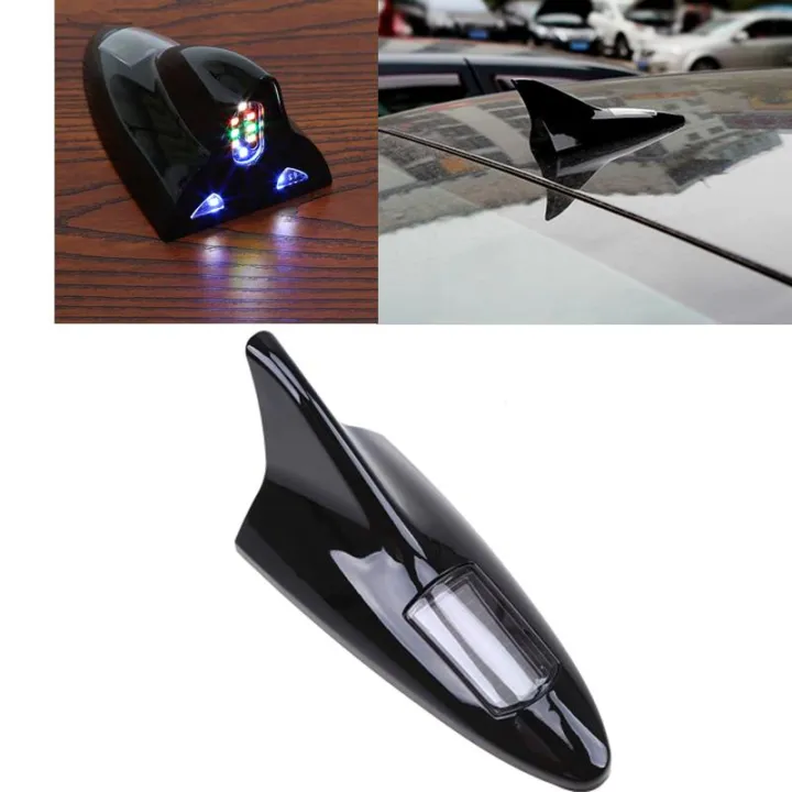 Universal 8 Leds Car Shark Fin Antenna Solar Power Light Fin Roof