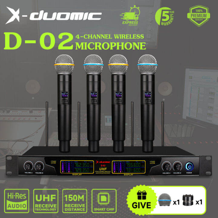 X Duomic D 02 Microphones ไรสาย 4 มออาชพคณภาพเสยงทมความแมนยำ