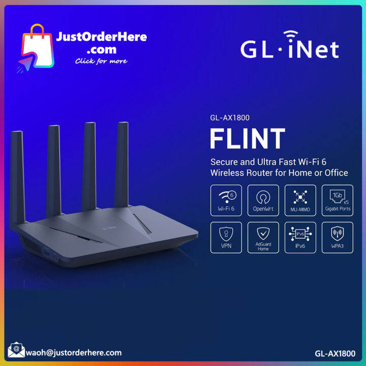 Gl Inet Flint Secure Ultra Fast Wi Fi Ax Dual Band Wireless