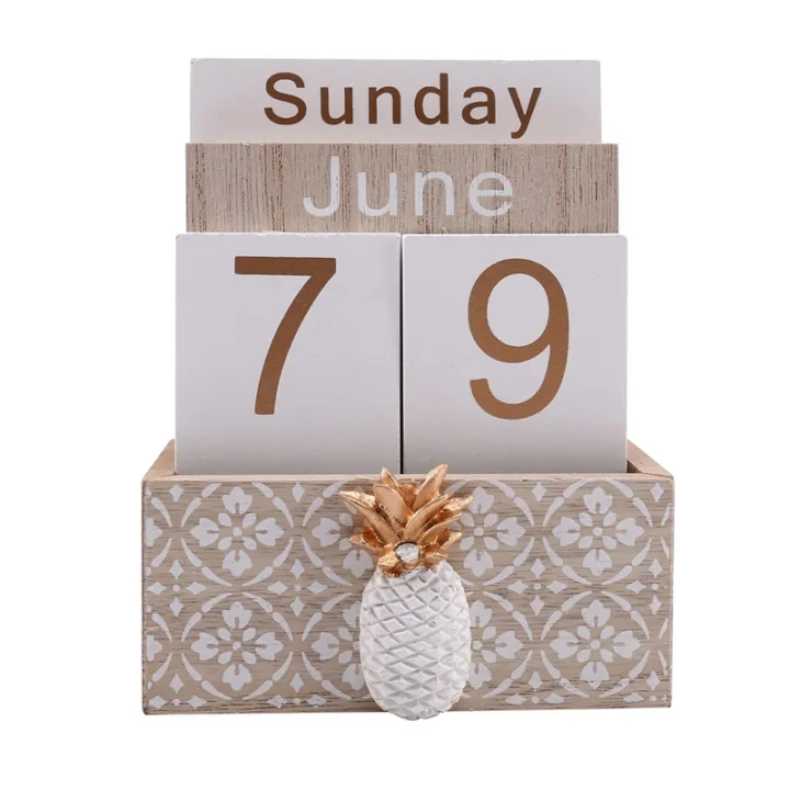 Wooden Perpetual Calendar Vintage Wood Block Perpetual Calendar Desk