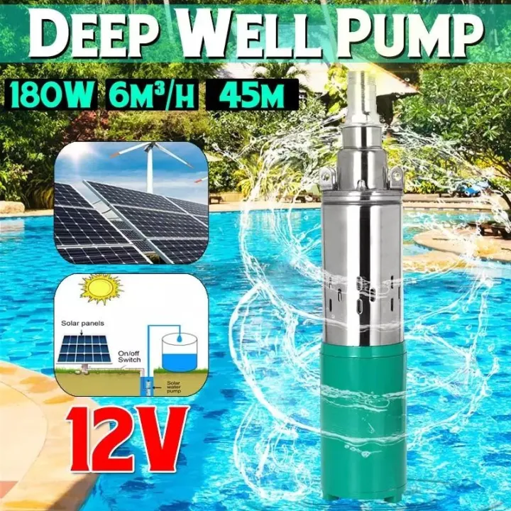 Hot Sales12V 24V DC 180W Solar Deep Well Water Pump Stainless Steel