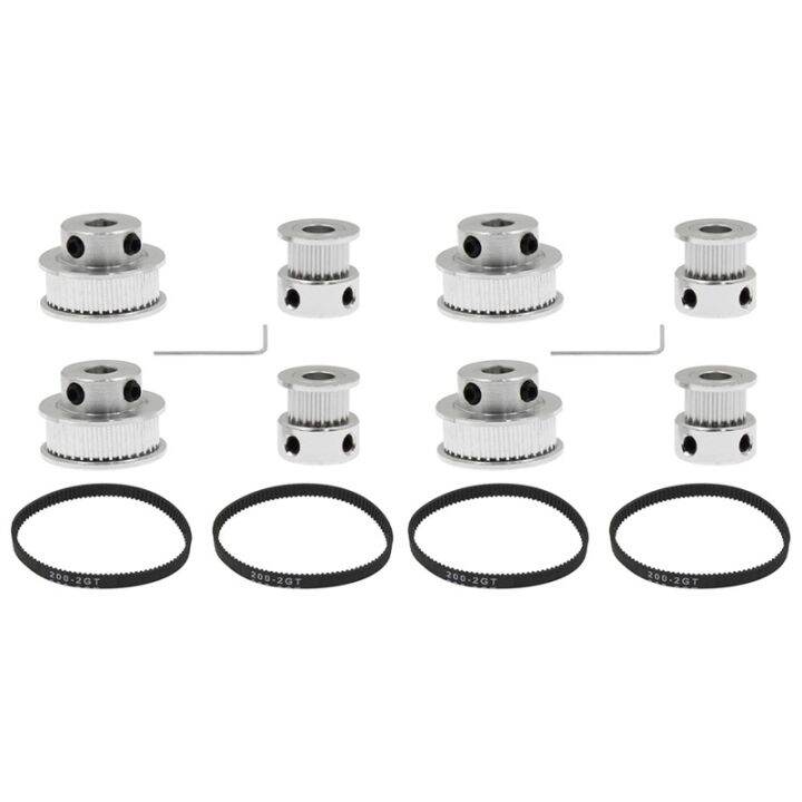 4 Sets GT2 Timing Belt Idler Pulley Aluminum Synchronous Wheel Kit For