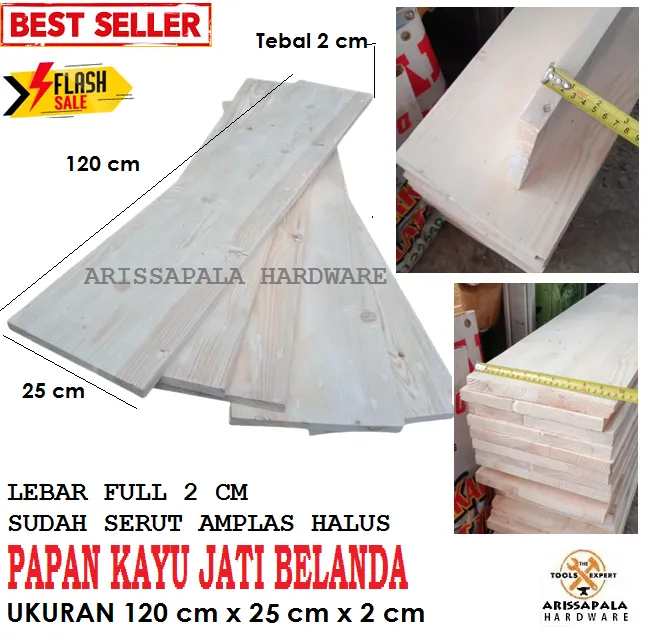 Papan Jati Belanda Panjang 120cm Lebar 25cm Kayu Ambalan Jati Belanda