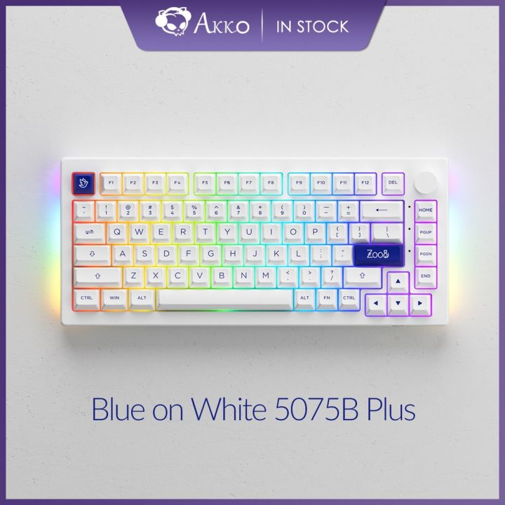 Akko 5075B Plus Blue On White RGB LED Hot Swap Wireless 2 4G Bluetooth