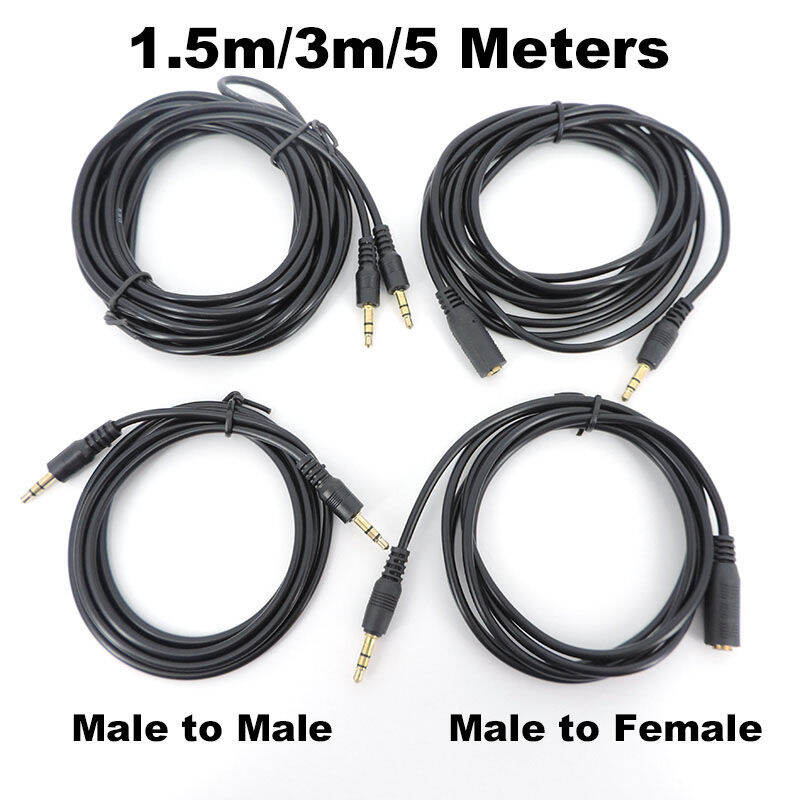 M Mm Pole Audio Male To Male Female Jack Plug Stereo Aux