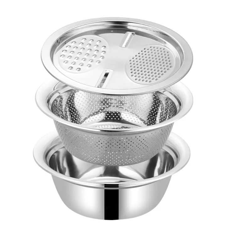 3 In1 Multifunctional Stainless Steel Basin Vegetable Cutter Grater And