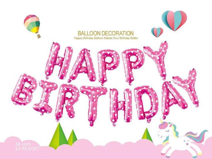 16 Inch Happy Birthday Letter Foil Balloon Printed Pink Lazada PH