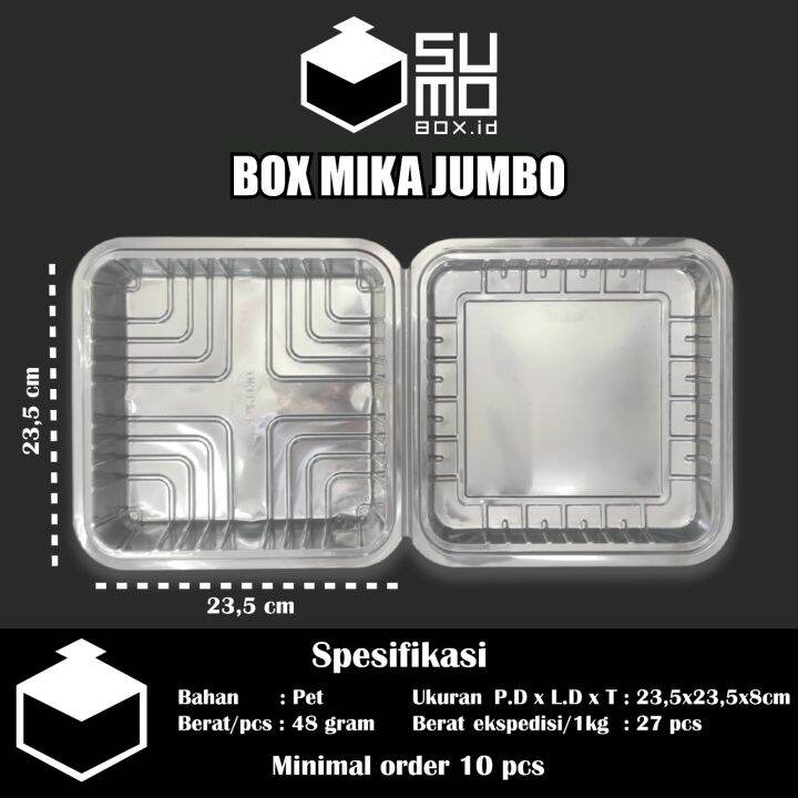 Plastik Mika Kue Ukuran 1x Jumbo Mika Kotak Makanan Besar Box Mika