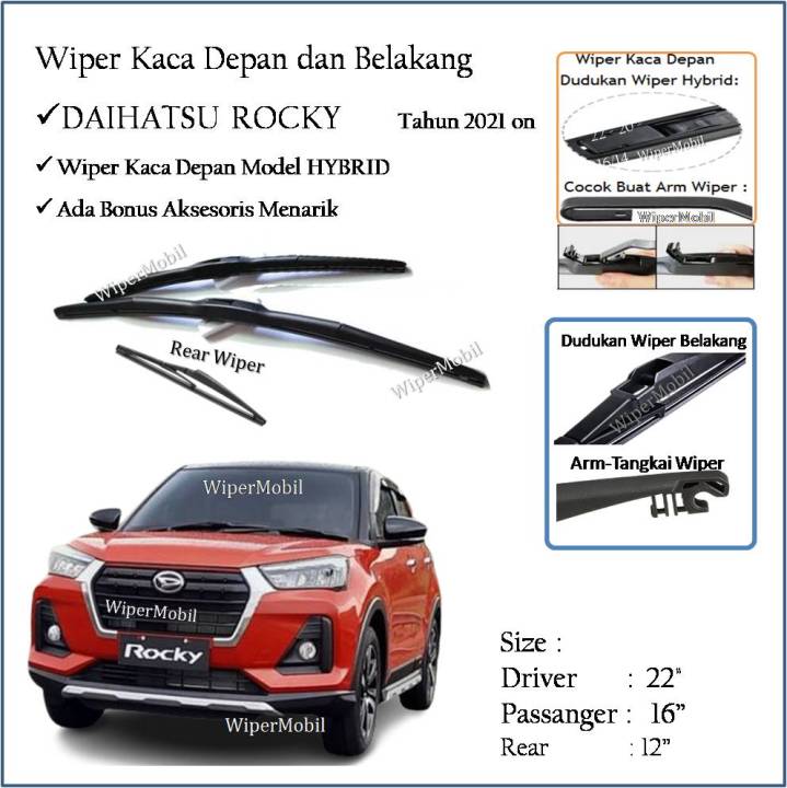 Wiper Hybrid Kaca Depan Belakang Daihatsu Rocky