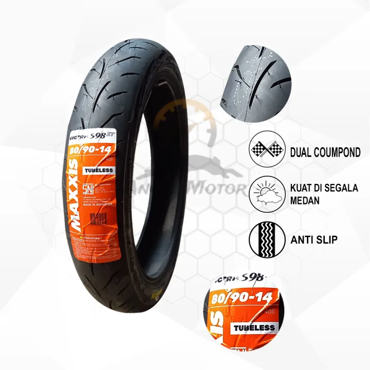 Maxxis Victra S98ST 80 90 14 Tubeless Ban Luar Motor Matic Front