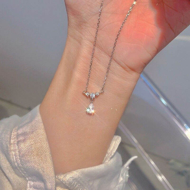 Flash Diamond Water Drop Necklace Female Light Luxury Niche Design