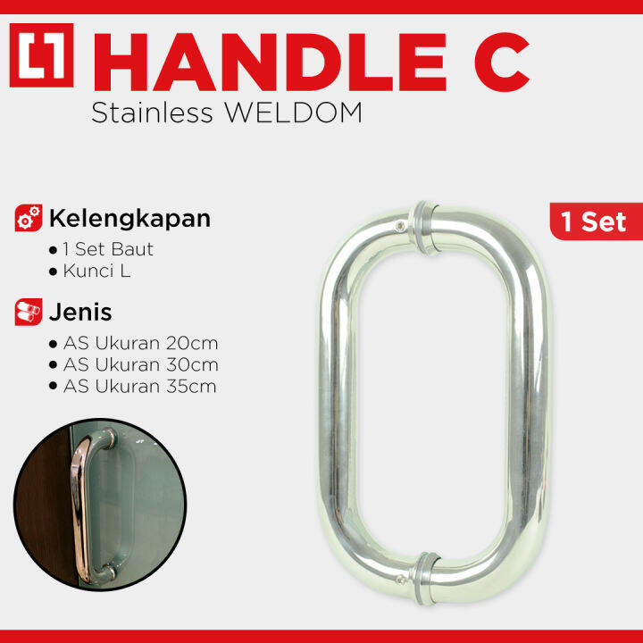 Tarikan Gagang Pull Handle Pintu Kaca Aluminium Stainless C Weldom