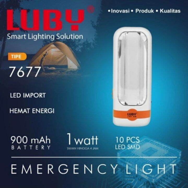 Luby Lampu Emergency LED L 7677 Light LED 10 SMD Senter LED 1W Super