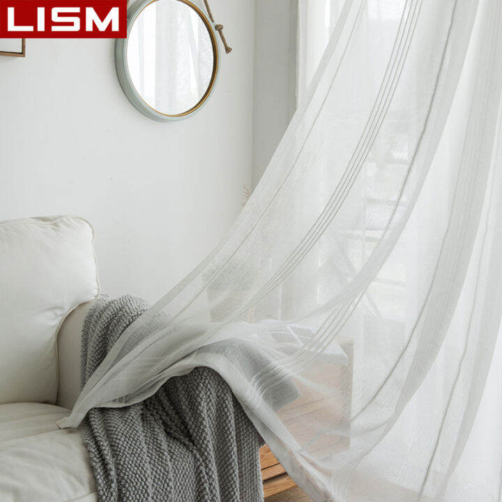 Lism Striped Linen Sheer Curtain For The Living Room Bedroom Kitchen