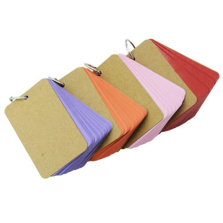 Kraft Paper Binder Ring Easy Flip Flash Cards Study Memo Pads DIY