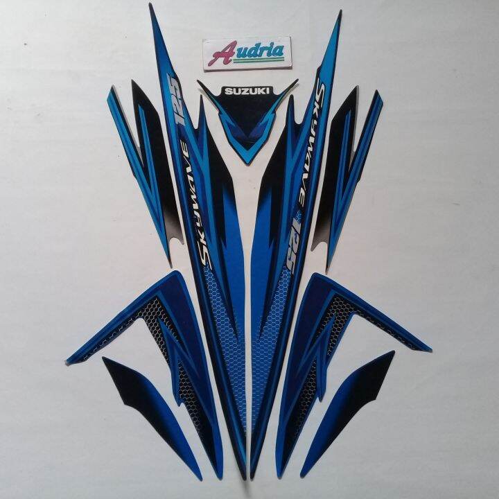 Sticker Striping Motor Suzuki Skywave 125 2008 Hitam Biru Lazada