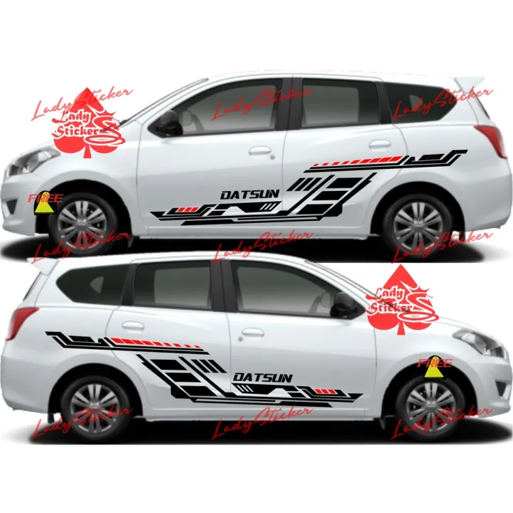 Sticker Stiker Mobil Datsun Go Plus Panca Baris Cutting Mobil Datsun