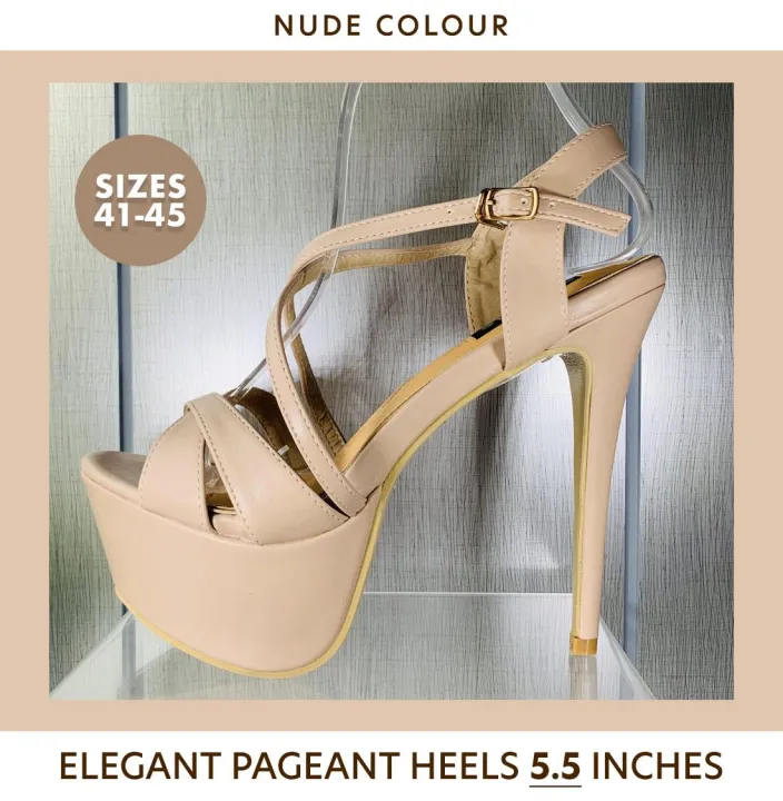 EXTRA SIZE PAGEANT HEELS NUDE COLOUR 5 5 INCHES Lazada PH