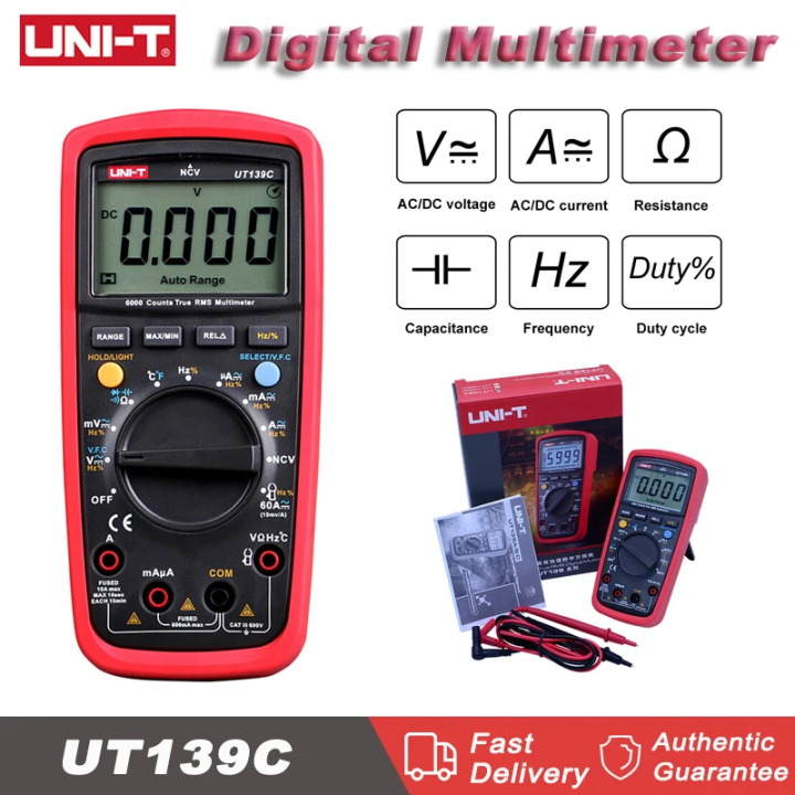 UNI T UT139C Digital Multimeter Auto Range True RMS 6000 Counts AC DC