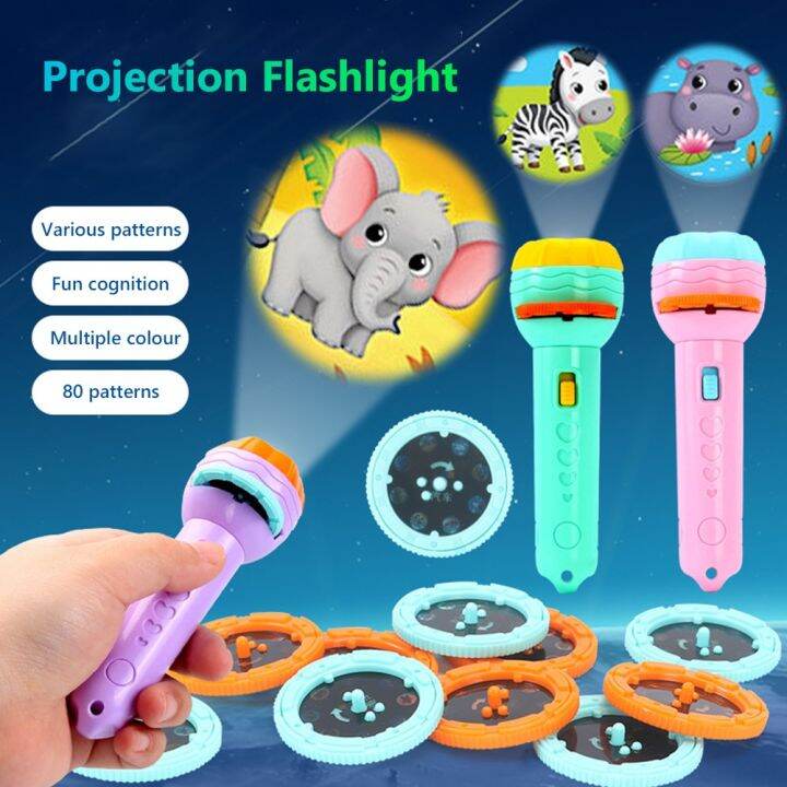 Flashlight Projector Baby Sleeping Story Book Torch Lamp Night Photo