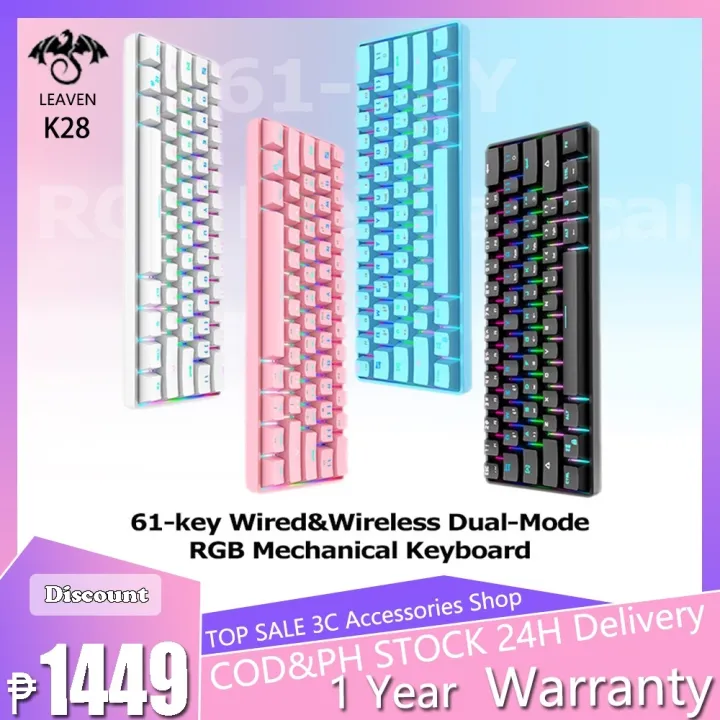 LEAVEN K28 Gaming Office Mechanical Keyboard 61 Key Rechargeable RGB