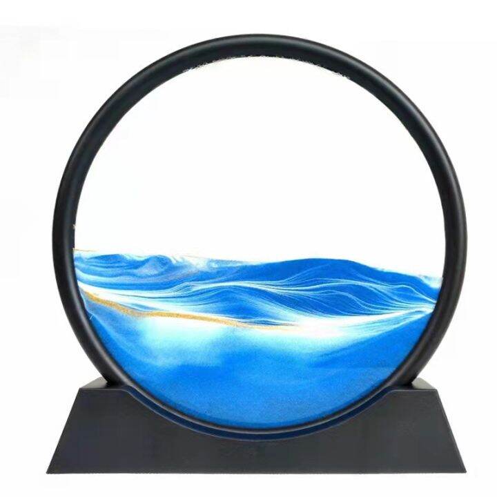 Moving Sand Art Picture Round Glass 3D Deep Sea Sandscape In Motion