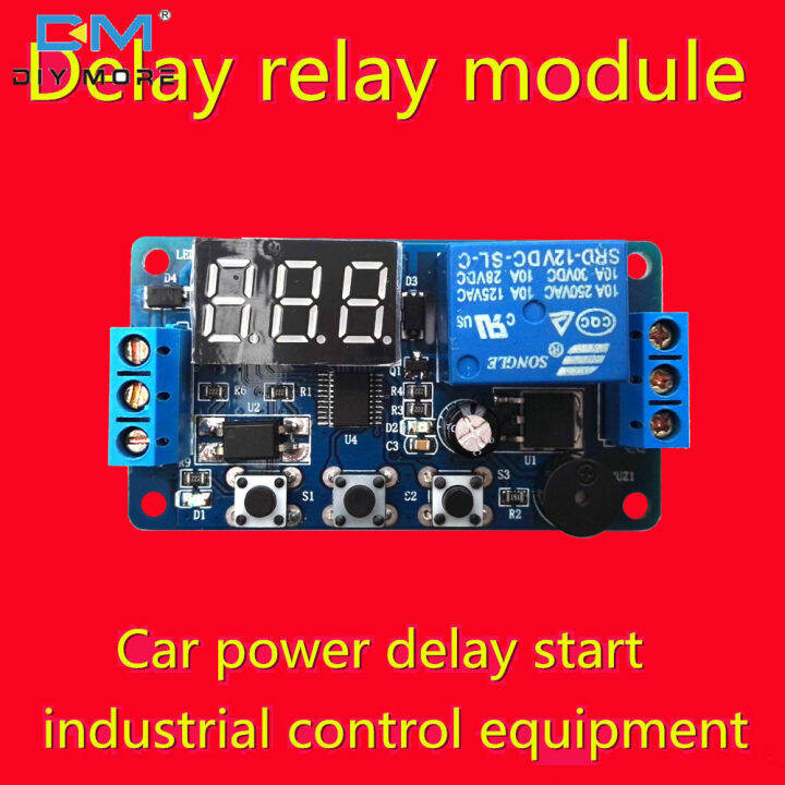 Diymore Dc V Digital Time Delay Relay Buzzer Module Button Timer