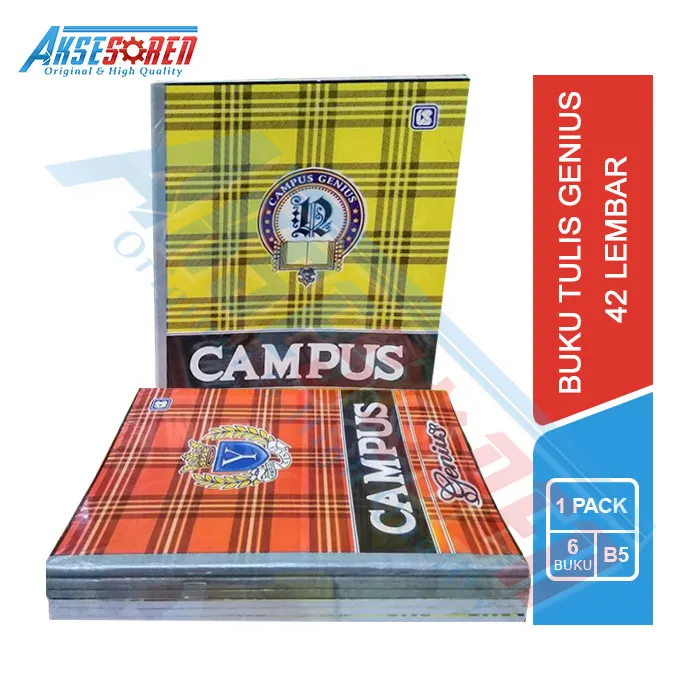 BUKU TULIS GENIUS CAMPUS 1 PACK 6 BUKU 42 LEMBAR BUKU CATATAN