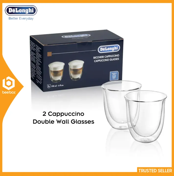 DeLonghi 2 Cappuccino Double Wall Glass Glasses DLSC311 Lazada