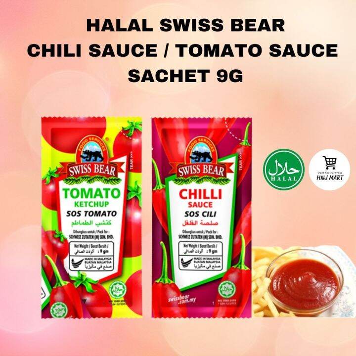 HALAL SWISS BEAR CHILI SAUCE 100pcs TOMATO SAUCE SACHET 100pcs Lazada