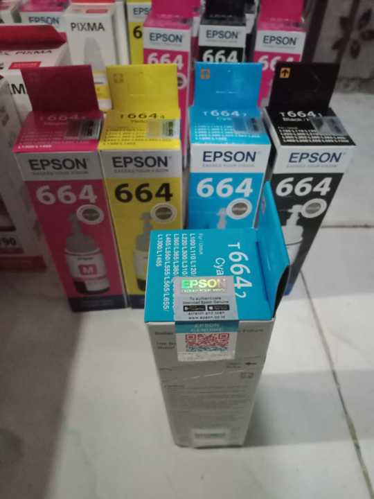 Tinta Printer Epson 664 Untuk Printer Epson L120 Black T6641 Cyan T6642