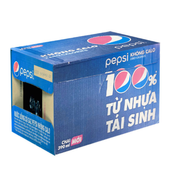 Thùng 24 chai nước ngọt pepsi không calo 390ml chai