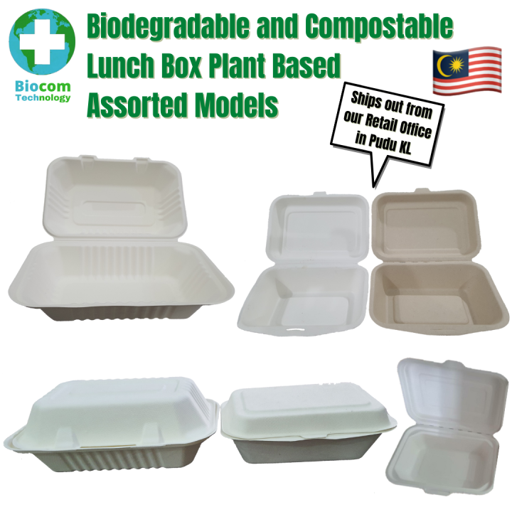 50pcs Biodegradable And Compostable Lunch Box Take Away Tapau