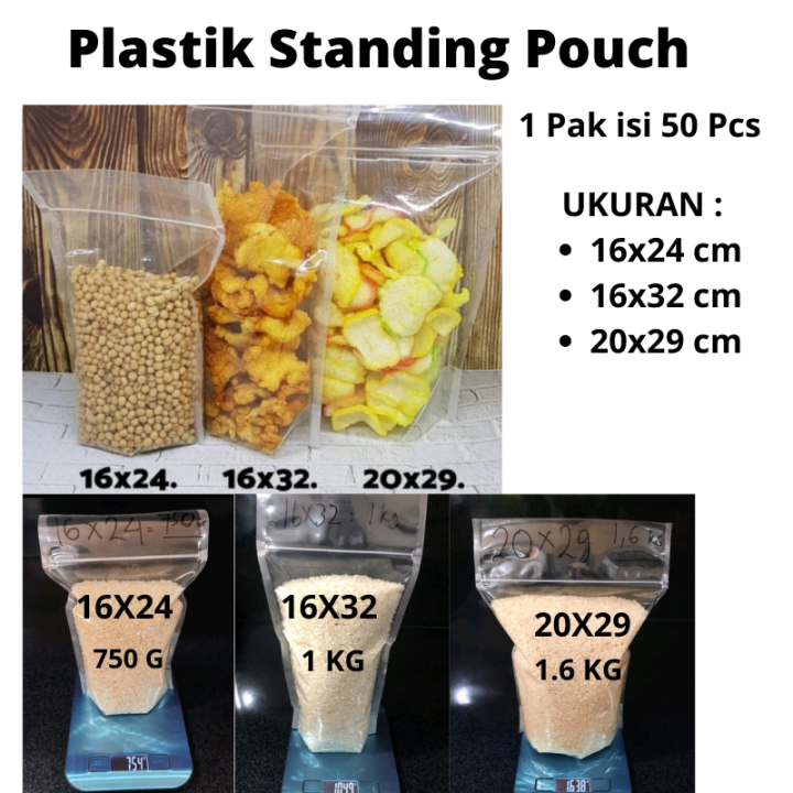 Plastik Standing Pouch X X X Double Seal Isi Lembar L