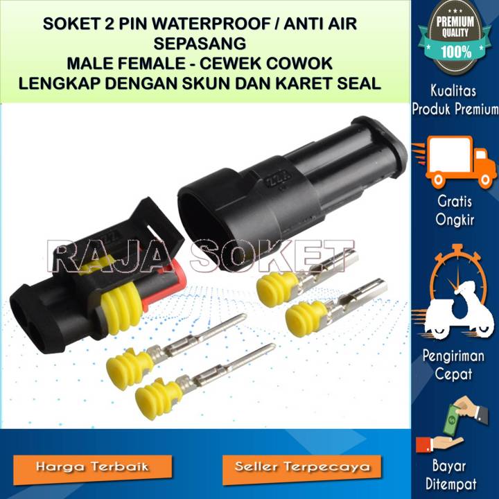 Soket Konektor Kabel Anti Air 2 Pin Waterproof Model MOBIL MOTOR