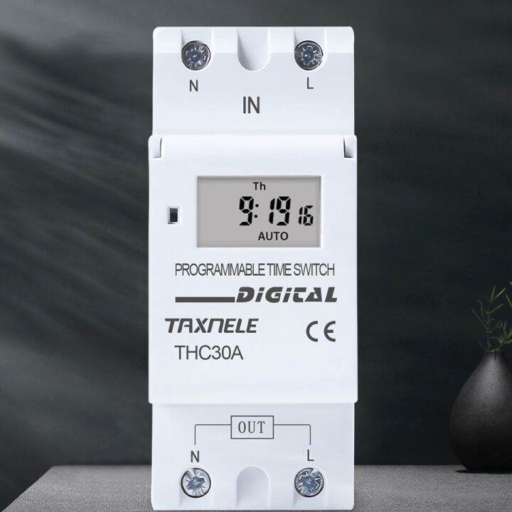 Weekly 7 Days Programmable Digital Timer Switch THC 30A Relay Timer