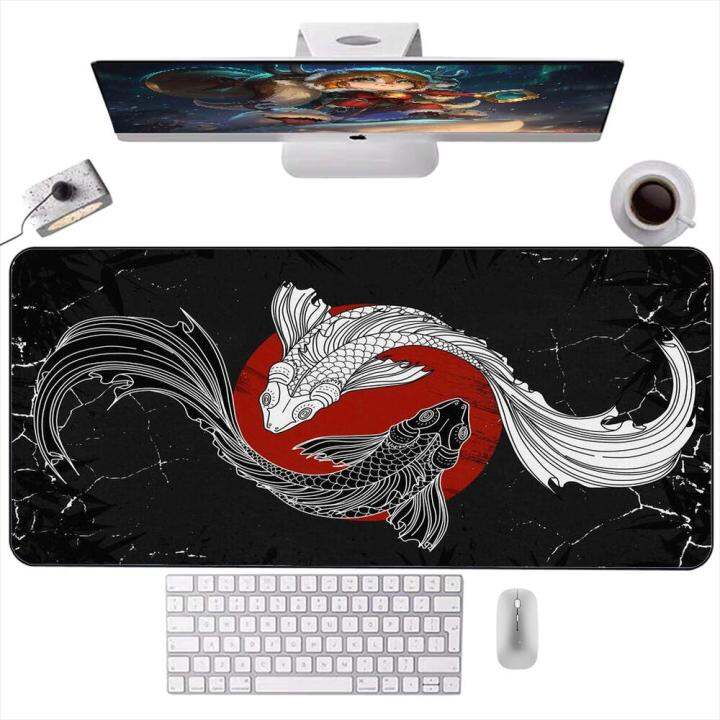 Japanese Yin Yang Koi Fish Gaming Xxl Mouse Pad Notbook Gamer Large