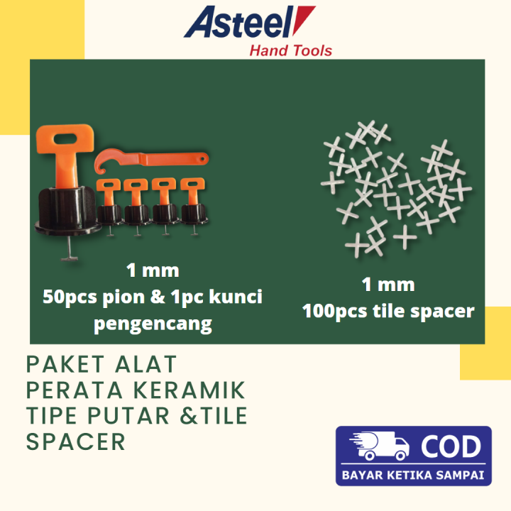 ASTEEL Paket Alat Perata Keramik Tipe Putar Tile Leveling Pin1mm Tile