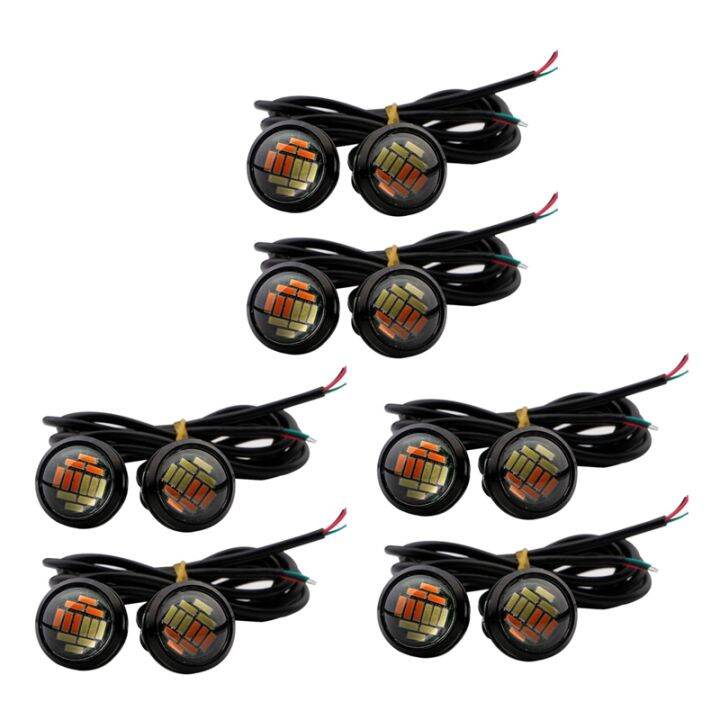 12 Pcs รถ12V 23Mm Dual Color Switchback 4014 12 Led Drl Eagle Eye