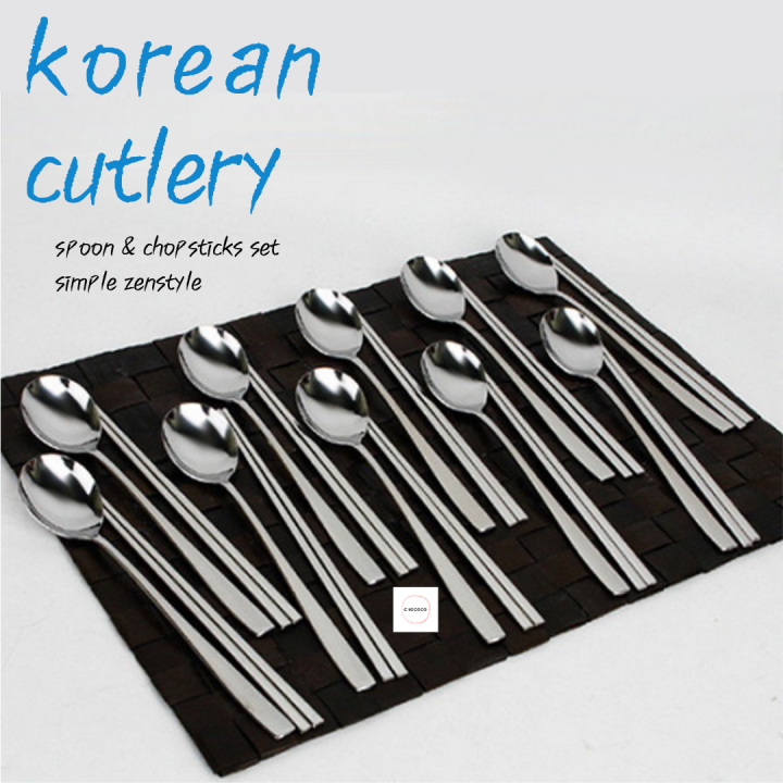 Korea Premium Simple Spoon And Chopstick Set Stainless Steel