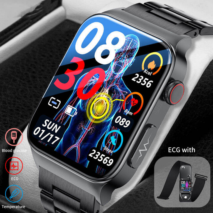 New Blood Glucose Monitor Health Smart Watch Men Ecg Ppg