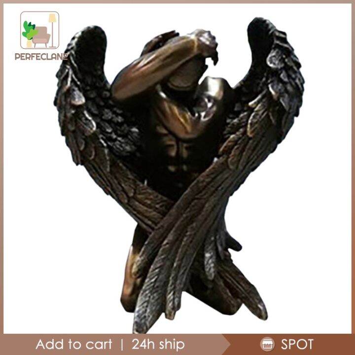 PERFECLAN2 Finish Kneeling Nude Angel Statue Figurine Ornament