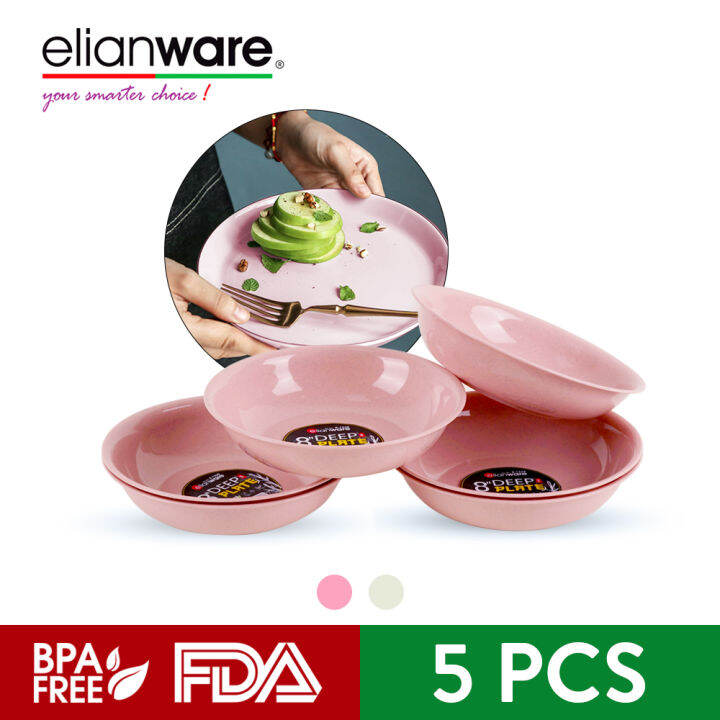 Elianware 8 Marble Dining Deep Plate Kuih Pinngan Pasta Plate Set 5