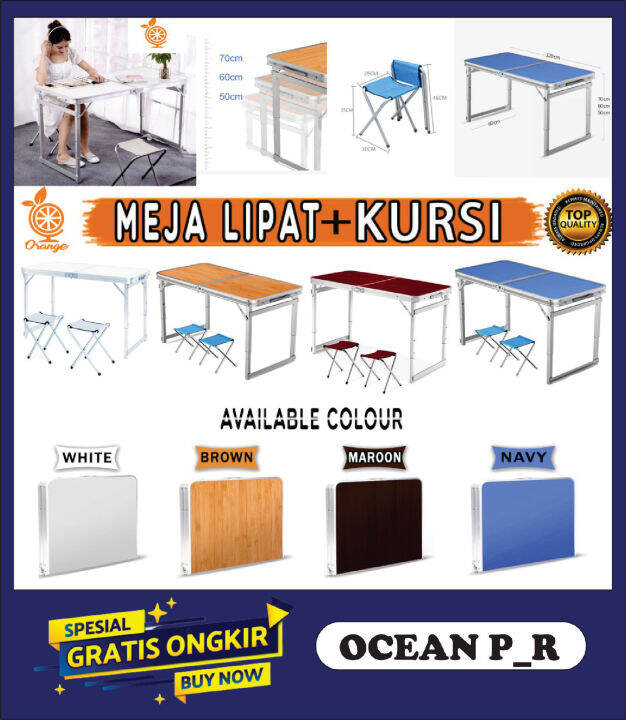 PROMO Meja Lipat Portable Meja Kerja Meja Lipat Serbaguna Uk 120cm